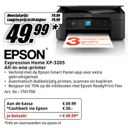 MediaMarkt Epson Expression Home XP-3205 All-in-one-printer aanbieding
