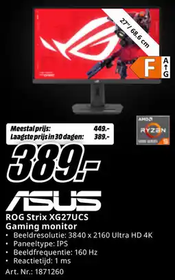 MediaMarkt Asus ROG Strix XG27UCS Gaming monitor aanbieding