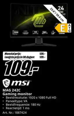 MediaMarkt Msi MAG 242C Gaming monitor aanbieding