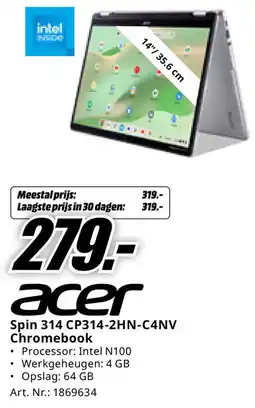 MediaMarkt Acer Spin 314 CP314-2HN-C4NV Chromebook aanbieding
