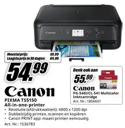 MediaMarkt Canon PIXMA TS5150 All-in-one-printer aanbieding