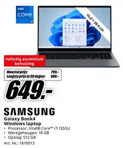 MediaMarkt Samsung Galaxy Book4 Windows laptop aanbieding