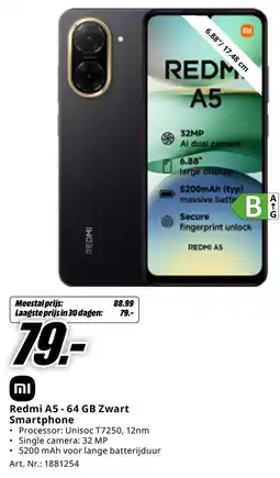 MediaMarkt Redmi A5 64 GB Zwart Smartphone aanbieding