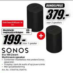 MediaMarkt Sonos Era 100 Zwart Multiroom speaker aanbieding