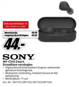 MediaMarkt Sony WF-C510 Zwart Draadloze oordopjes aanbieding