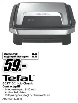 MediaMarkt Tefal GC271D Inicio Classic Contactgrill aanbieding