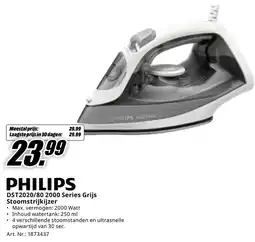 MediaMarkt Philips DST2020/80 2000 Series Grijs Stoomstrijkijzer aanbieding