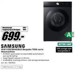 MediaMarkt Samsung WW11DB7B94GBU3 Bespoke 7000-serie Wasmachine aanbieding