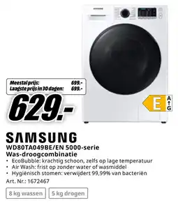 MediaMarkt Samsung WD80TA049BE/EN 5000-serie Was-droogcombinatie aanbieding