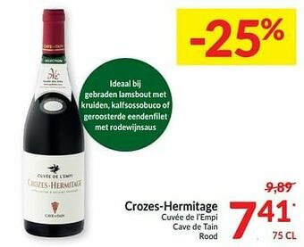 Intermarché Crozes-hermitage cuvée de l’empi cave de tain rood aanbieding