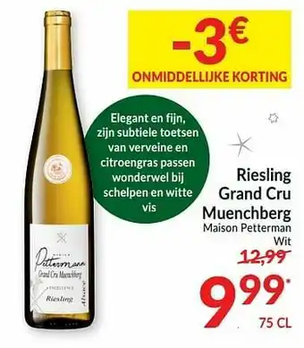 Intermarché Riesling grand cru muenchberg maison petterman wit aanbieding