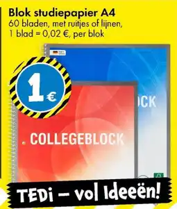 TEDi Blok studiepapier A4 aanbieding