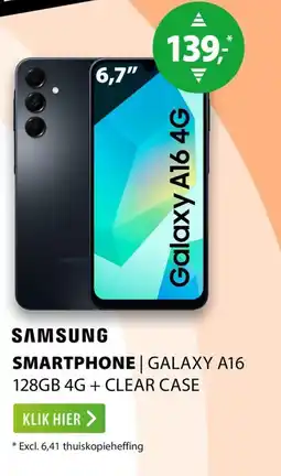 Expert Samsung smartphone | galaxy a16 128gb 4g + clear case aanbieding