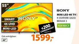 Expert Sony mini LED 4k TV | K-55XR59B (2025) Bravia 5 aanbieding