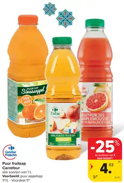 Carrefour Puur fruitsap Carrefour aanbieding