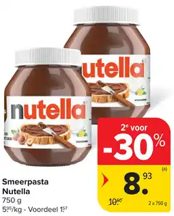 Carrefour Smeerpasta Nutella aanbieding