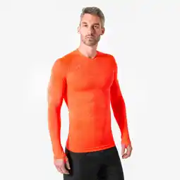 Decathlon Thermoshirt met lange mouwen voor volwassenen Keepdry fluo-oranje aanbieding