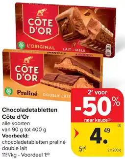Carrefour Chocoladetabletten Côte d'Or aanbieding