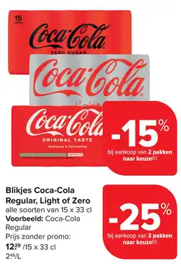 Carrefour Blikjes Coca-Cola Regular, Light of Zero aanbieding