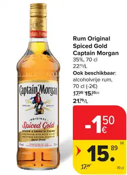 Carrefour Rum Original Spiced Gold Captain Morgan aanbieding