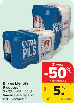 Carrefour Blikjes bier pils Piedboeuf aanbieding