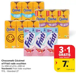 Carrefour Chocomelk Cécémel of Fristi rode vruchten aanbieding