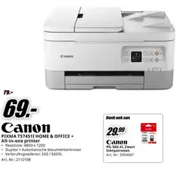 MediaMarkt Canon PIXMA TS74511 HOME & OFFICE +All-in-one printer aanbieding