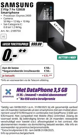 MediaMarkt SAMSUNG Z Flip 7 Fe 128GB Smartphone aanbieding
