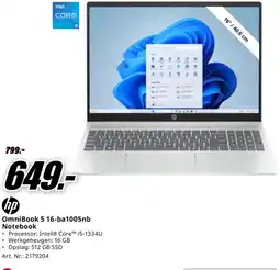 MediaMarkt hp OmniBook 5 16-ba1005nb Notebook aanbieding