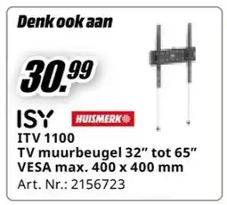 MediaMarkt ISY ITV 1100 TV muurbeugel 32 tot 65 VESA max. 400 x 400 mm aanbieding