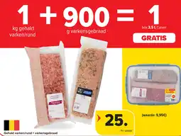 Carrefour Gehakt varken/rund + varkensgebraad aanbieding