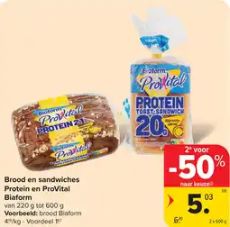 Carrefour Bioform Brood en sandwiches Protein en ProVital aanbieding