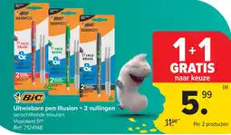 Carrefour BIC Uitwisbare pen Illusion + 2 vullingen aanbieding