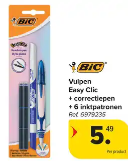Carrefour Bic Vulpen Easy Clic + correctiepen + 6 inktpatronen aanbieding
