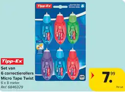 Carrefour Tipp-Ex Set van 6 correctierollers Micro Tape Twist aanbieding