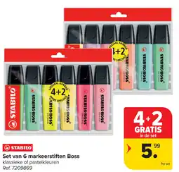 Carrefour Stabilo Set van 6 markeerstiften Boss aanbieding
