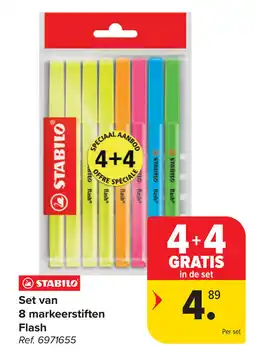 Carrefour Stabilo Set van 8 markeerstiften flash aanbieding