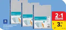 Carrefour Set van 50 geperforeerde A4-insteekhoesjes aanbieding