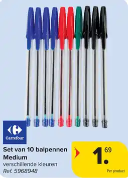 Carrefour Set van 10 balpennen Medium aanbieding