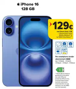Carrefour iPhone 16 128 GB aanbieding