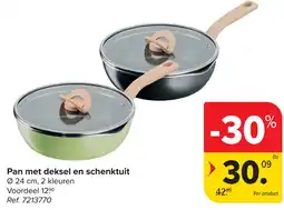 Carrefour Pan met deksel en schenktuit aanbieding