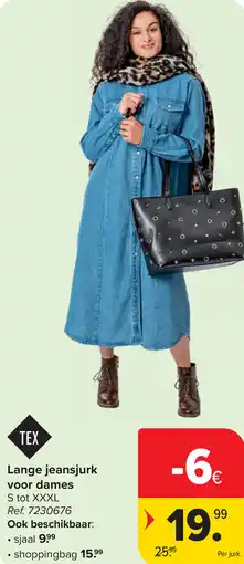 Carrefour Tex Lange jeansjurk voor dames S tot XXXL aanbieding