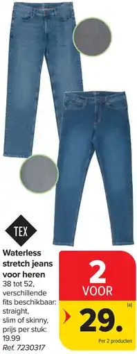 Carrefour Tex Waterless stretch jeans voor heren aanbieding