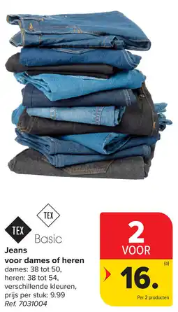Carrefour Tex Basic Jeans voor dames of heren aanbieding