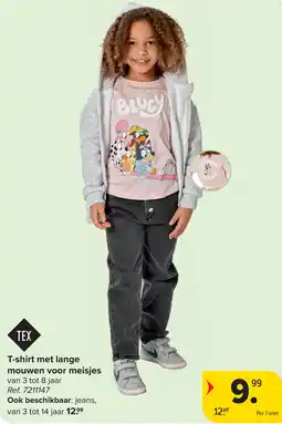 Carrefour Tex T-shirt met lange mouwen voor meisjes aanbieding