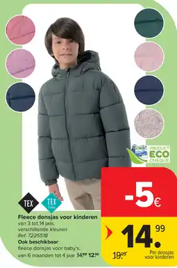 Carrefour Fleece donsjas voor kinderen aanbieding