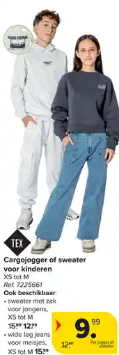 Carrefour Tex Cargojogger of sweater voor kinderen aanbieding