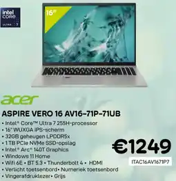 CompuDeals Acer Aspire vero 16 AV16-71P-71UB aanbieding