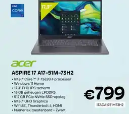 CompuDeals Acer aspire 17 A17-51M-73H2 aanbieding