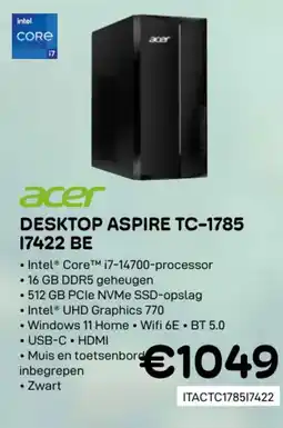 CompuDeals Acer desktop aspire TC-1785 17422 BE aanbieding
